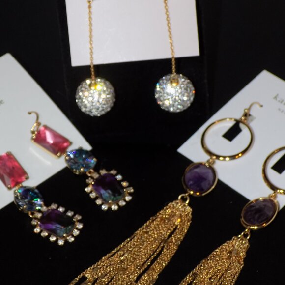 Lot 3 New Kate Spade Pairs Dangle Earrings Bundle  Color Crush, Razzle Dazzle - Picture 7 of 7